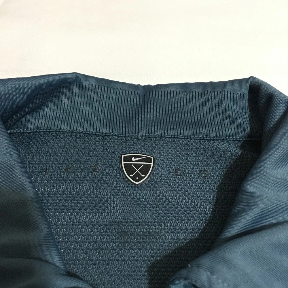 Nike Golf Polo Shirt Mens Large Blue Short Sleeve 1/4 Zip Dri-FIT Performance